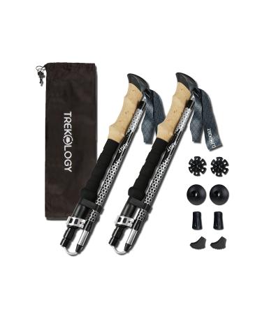 Trekology Trek-Z Interring three-part hiking stick/hiking sticks-adjustable lightweight aluminum hiking poles portable hiking stick with cork handle to walk senior trekking hiking trekz 2.0 black.100cm - 120cm