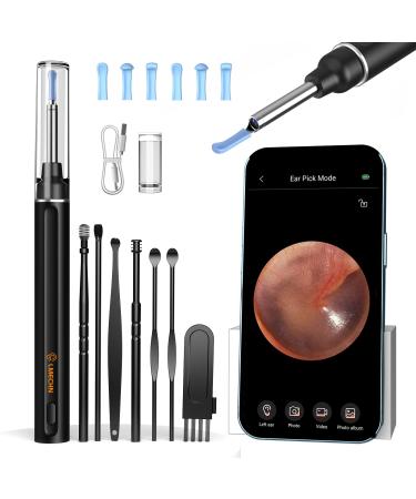 Ear Wax Removal Kit LMECHN 1080P Ear Camera Otoscope WiFi Ear Cleaner with App Control Earwax Remover with 6 LEDs IP67 Waterproof Ear Cleaning Kit for iOS Android Adults Kids Pets (Black)