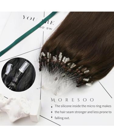 Moresoo Microring Extensions - Real Hair Dark Brown 45 cm | Remy Loop Extensions #4 | Easy Application Microrings 1g/s 50g - Buy Online on GoSupps.com