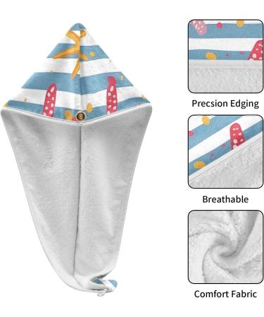 Starfish Blue Striped Hair Towel 2 Pack - Super Absorbent Quick Dry Hair Turbans for Women & Girls - Buy Online on GoSupps.com