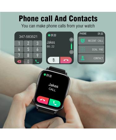 Full Touch Smart Watch for Android iOS Phones | Smart Fitness Tracker with Call Function | IP67 Waterproof Smartwatch for Men and Women - Black - Buy Online on GoSupps.com