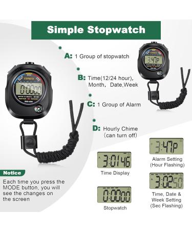 Flutesan 24 Pack Stopwatch Timers for Coaches & Referees - Large LCD Screen with Time Calendar Clock - Buy Online on GoSupps.com