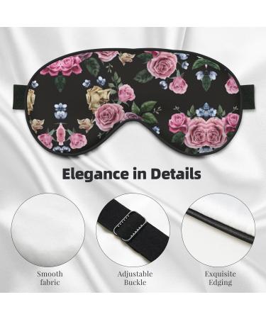 Shop Black Background Rose Soft Sleep Eye Mask | Breathable Eye Patch for Women | Ideal for Travel & Relaxation - Buy Online on GoSupps.com