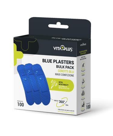 VITAPLUS Blue Plasters Bulk 100's (19x72mm) - Hospitality Food Service and Agriculture Plaster - Metal Detectable