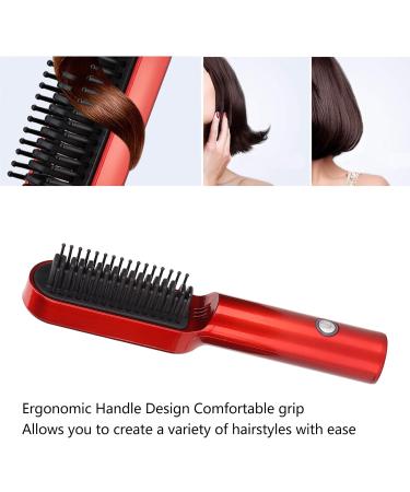 Hair Straightener Brush - 2600mAh USB Charging Even Heating Ergonomic Design for Home & Travel - Buy Online on GoSupps.com
