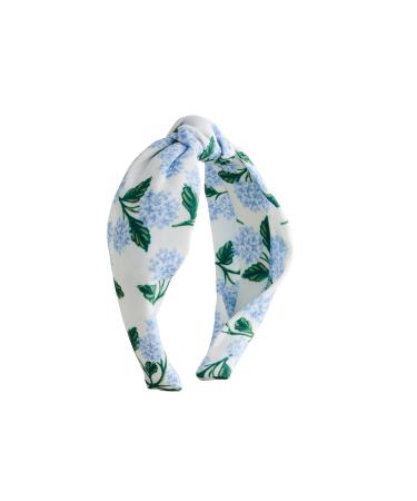 RIFLE PAPER CO. Hydrangea Headband  Knotted Fabric Headband  Floral Pattern  Design Printed Fabric Over Structured Band  Full Polyester on Durable Plastic Band  1 Count 1 Count (Pack of 1) Hydrangea