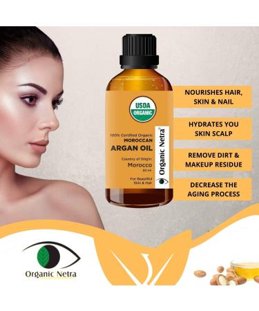 Organic Netra Moroccan Argan Oil for Skin & Hair 100% Organic Pure & Natural Cold Pressed Oil Soothes & Heals Skin Reduces Wrinkles & Stretch Marks 50ml - Buy Online on GoSupps.com