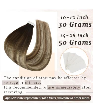 Ugeat Tape In Extensions - Dark Brown to Chestnut Brown & Bleach Blonde Ombre - Seamless Balayage - 20 Pieces 50cm - High-Quality Hair Extensions - Buy Online on GoSupps.com
