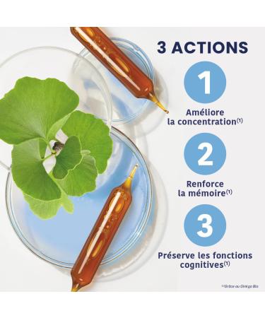 Ginkgo Biloba Bio 2000 - Food Supplement Memory and Concentration - Highly Dosed - Organic Herbal - Ginkgo 2000mg Dry Plant - 20 Phials - Made in France - Vegan Santarome Bio - Buy Online on GoSupps.com