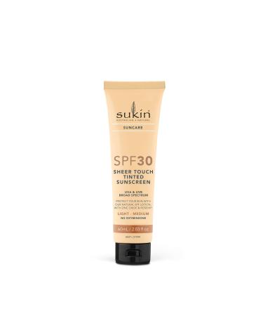Sukin Suncare SPF 30 Sheer Touch Tinted Sunscreen  Light/Medium Skin Tone  2.03 Ounce
