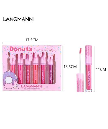 6PC Donut Glitter Lip Gloss Set - Shiny Diamond Liquid Lipstick Waterproof & Moisturizing Makeup - Buy Online on GoSupps.com