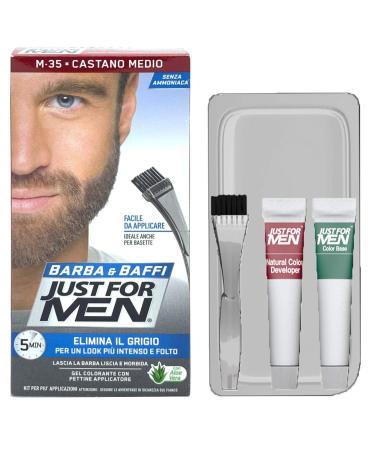 Just for Men Barba and Baffi Permanent Color M35 - 2 x 14ml Gel for Brown/Gray Beard - Amoniak-Free - International Shipping - Buy Online on GoSupps.com