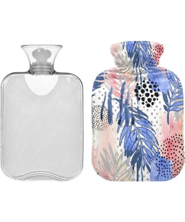 NAANLE Watercolor Palm Leaf Hot Water Bottle - 1L Transparent for Bed Hand & Feet Warmth Pain Relief & Heat Therapy - Buy Online on GoSupps.com
