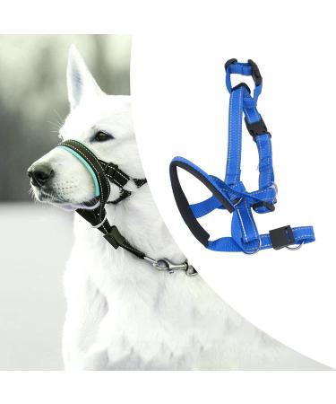 Pet Headcollar Stops Pets From Pulling Dog Head Collar Dog Head Halter with Safety Strap for Outdoor Walk Headcollars Collars (Blue) L Blue - Buy Online on GoSupps.com