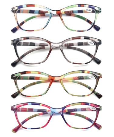 HEEYYOK Women Reading Glasses 4-Pack Colorful 2.50 Readers Beautiful Pattern Cat Eye Glasses for Reading Lightweigth Flexible Spring Hinge Well Wear Look Younger 4 Pack Mix Color 2.5 x