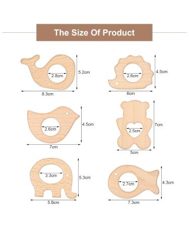 Rosewinec 6-Piece Wooden Baby Bite Ring Set | Handmade DIY Jewelry & Craft | Safe Wooden Figures for Baby's Early Development - Buy Online on GoSupps.com