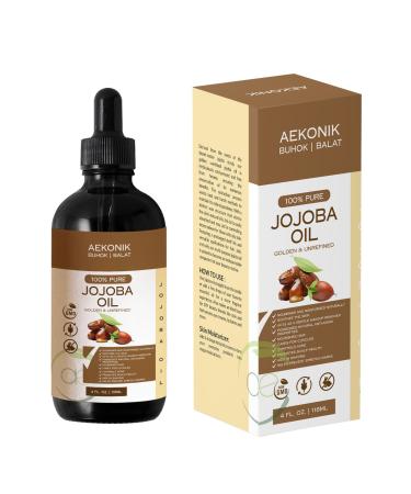 Organic Cold Pressed Jojoba Oil - Reduce Wrinkles Fine Lines & Dark Spots - Non-GMO Vegan & Cruelty Free - Moisturizing Oil for Skin Hair & Body - Suitable for Men & Women | 4fl oz (118 ml)