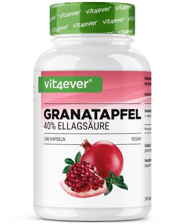 Pomegranate Extract - 240 Vegan Capsules - Premium Natural Extract with 40% Ellagic Acid - High Dosed - Vegan
