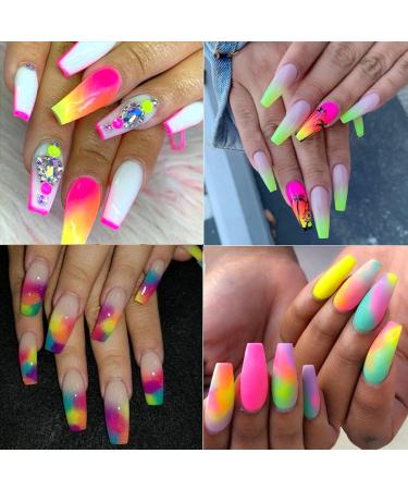 Neon Fluorescent Nail Powder Gradient Glitter Dust Pigment - 12 Color Set for DIY Nail Art Decoration - Buy Online on GoSupps.com