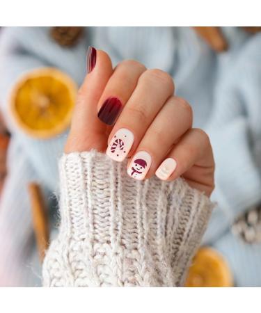 Christmas False Nails Short Press on Nails Full Cover Glossy Fake Nails with Jelly Glue Xmas Snowflake Stick on Nails Artificial Finger Manicure for Women Girls Christmas Nails Art Y6-XRJP Snowman - Buy Online on GoSupps.com