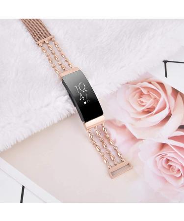 KOREDA Stainless Steel Metal Chain Bangle for Fitbit Inspire HR - Rose Gold - Buy Online on GoSupps.com