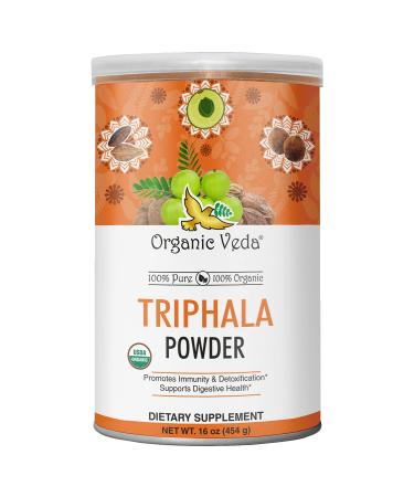 Organic Veda - Pure Triphala Powder, Amalaki Bibhitaki Haritaki Blend for Gut Health & Immune Support, 16 oz (454 Grams)