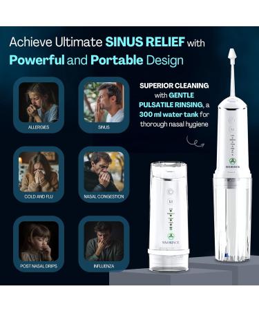 Nasal Irrigation System for Sinus Relief - Portable Cordless Electric Neti Pot Nose Cleaner - Sinus Flush Kit for Adults & Kids Home & Travel with 4 Rinse Modes 4 Nozzles 40 Salt Packs With Carry Bag - Buy Online on GoSupps.com