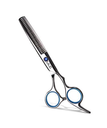 Hair Thinning Scissors Cutting Teeth Shears Professional Barber ULG Hairdressing Texturizing Salon Razor Edge Scissor Japanese Stainless Steel with Detachable Finger Ring 6.5 inch Blue
