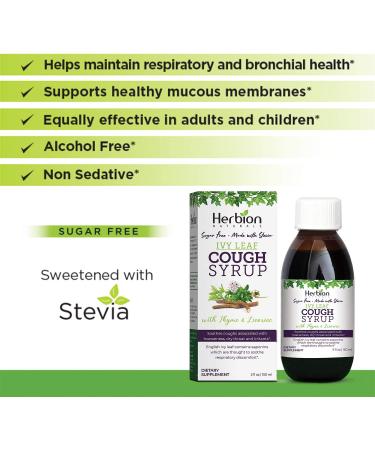Ivy Leaf Syrup with Thyme & Licorice - Herbal Respiratory Support for Adults & Children - Herbion Naturals 5 Fl Oz - Buy Online on GoSupps.com