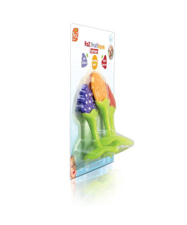 RaZbaby Infant & Baby Massager Teether Toy 3-Pack - Fruit-Shaped Multi-Texture Teethers | Soothes Sore Gums, BPA-Free Silicone, Hands-Free & Freezable | Safe for Babies 3M - Buy Online on GoSupps.com