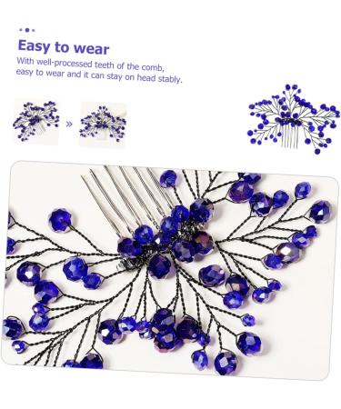 Didiseaon Bridal Wedding Comb Tiara Bridal Accessories Hair Accessory for Women Floral Hair Comb Hair Comb Clip Bride Wedding Headdress Blue Zircon Hair Comb European Fashion - Buy Online on GoSupps.com