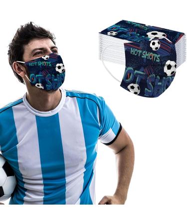 50PC 3-Ply Disposable_Face_Mask with Football Patterns Design Breathable Comfortable for Women Men Adults Use - Buy Online on GoSupps.com