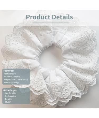 JEKUGOT Large White Lace Scrunchies for Women - Soft Elastic Hair Bands Thick Hair Ties Bobbles Ponytail Holders - Lolita Bulk Scrunchie Accessories for Ladies & Girls - Buy Online on GoSupps.com