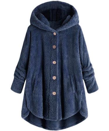 Hanxiulin Oversized Plush Jacket for Women | Warm Winter Coat & Fleece Outerwear | Long-Sleeved Transition Jacket | 4XL Marine - Buy Online on GoSupps.com