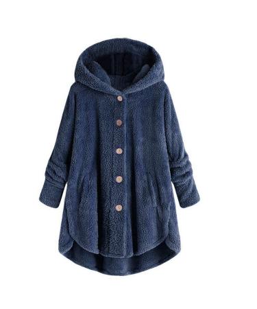 Hanxiulin plush jacket oversize warm fed fleecemantel women winter jacket long -sleeved winter coat jacket coat outerwear long thick transition jacket fleecet jacket marine 4xl