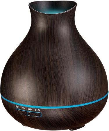 550ml Aromatherapy Essential Oil Diffuser Humidifier for Large Room - 12hr High Mist Output, Waterless Auto-Off, 7 Color LED, Wood Grain Ultrasonic Diffuser - Dark Brown - Buy Online on GoSupps.com