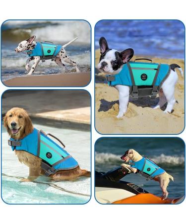 Emust Waterproof Dog Life Jacket for Boats - Comfortable Medium Canine Vest with Rescue Handle & D-Ring for Rafting Surfing Canoeing - Blue - Buy Online on GoSupps.com