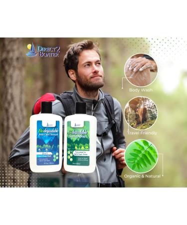 Organic Biodegradable Shampoo & Body Wash Bundle - 8 oz Bottles for Fresh & Salt Water - No Dyes or Fragrances - Travel Size - Buy Online on GoSupps.com