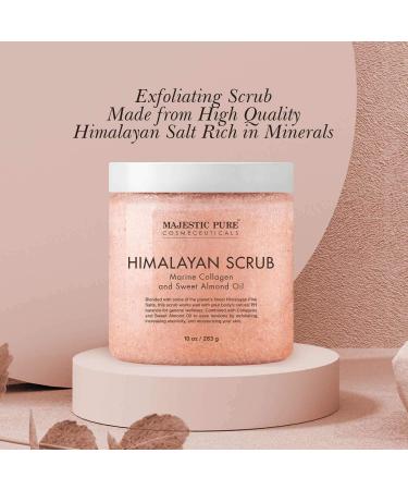 Majestic Pure Himalayan Salt Body Scrub with Collagen & Sweet Almond Oil - Exfoliating & Moisturizing 10 oz - Buy Online on GoSupps.com