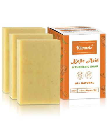 Turmeric Soap Bar for Body - Natural Soap for Smooth Skin - For All Skin Types Men and Women (Kilomets Pack 3)