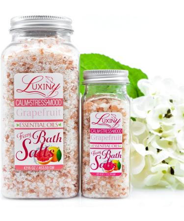 Luxiny Bath Salts for Women- Relaxing Sea Salt Soak with Almond Oil & Essential Oils - Made in USA (16 oz, Grapefruit) - Buy Online on GoSupps.com