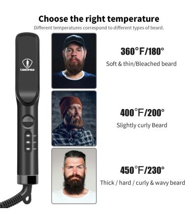 Ceenwes 3 in 1 Professional Beard Straightener with Beard Oil & Balm - Portable Hair Straightener Brush for Men & Women - Beard Straightening Comb Gift - Buy Online on GoSupps.com