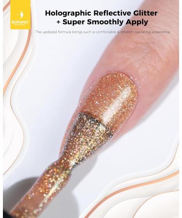 Burano Reflective Gel Nail Polish - 7.3ml UV Sparkly Glitter Gel for Summer & Autumn | Holographic Diamond Shine - Buy Online on GoSupps.com