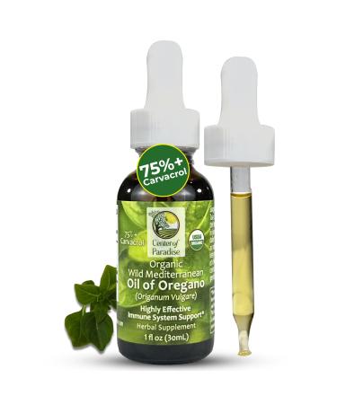 Center of Paradise Wild Mediterranean Oil of Oregano with 75%+ Carvacrol (1 fl oz) Certified Oregano Oil Organic Drops in Extra Virgin Olive Oil for Immune* & Respiratory* Support Approx 450 Servings