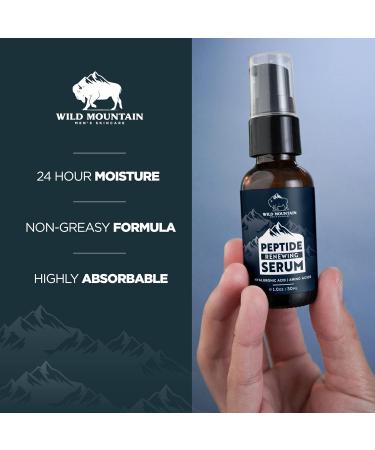 Wild Mountain Peptide Face Serum for Men - Hydrating Hyaluronic Acid & Collagen Boosting - Anti-Aging & Brightening 1 oz | International Shipping Available - Buy Online on GoSupps.com