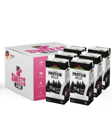 Schwarzwaldmilch Protein Milk Low-fat protein milk 6-pack (6 x 1L) | Packed with stylish SWEETS N FOOD packing tape