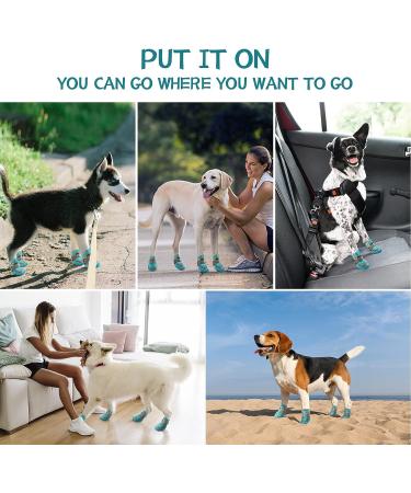 Jzxoiva Large Dog Shoes 4PCS/Set | Breathable Booties for Hardwood Floors & Outdoor Paw Protection | Reflective Strips for Safety | Ideal for Winter, Snow, Hot Pavement | Blue, Width 2.55 inch | 63-78 lbs - Buy Online on GoSupps.com