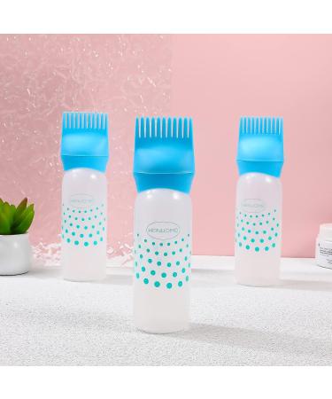 Lurrose Root Comb Applicator Bottle Set - 3pcs 6oz Squeeze Bottles for Salon Hair Coloring - Blue - Buy Online on GoSupps.com