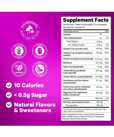 Jet Lag Relief Tablets - Berry-Flavored Effervescent Multivitamin with Pycnogenol for Hydration Energy & Immune Support - 10 Essential Travel Supplements - Buy Online on GoSupps.com