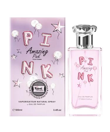 Hybrid & Company Women Amazing Pink Pour Femme Eau De Parfum Vaporisateur Natural Spray 3.4 Fl Oz